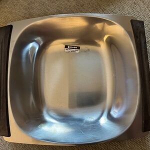 VTG NWT MCM Selandia Designs Denmark Stainless w/ Teak handles Dish NEVER USED
